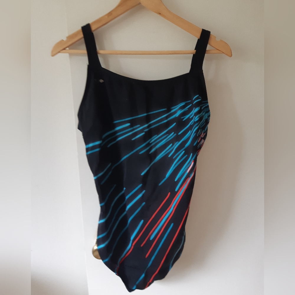 Arena size 44 bathingsuit black with blue and red